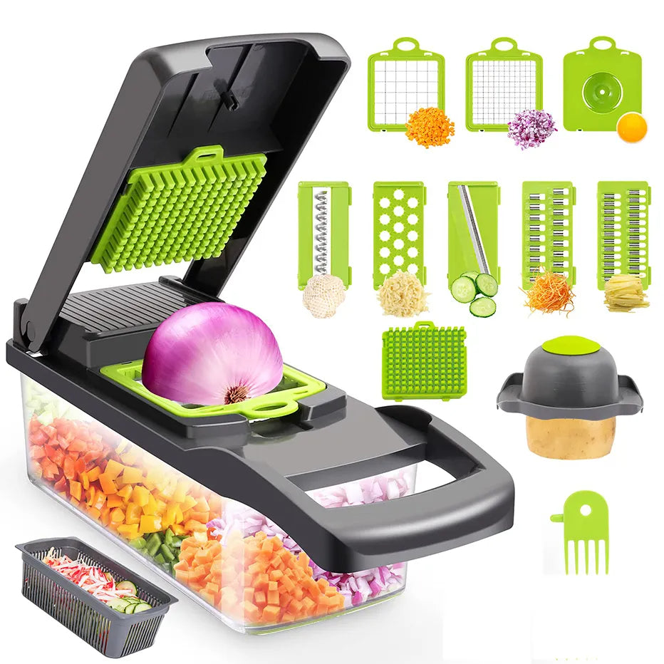 12 in 1 Vegetable Slicer & Chopper with Basket