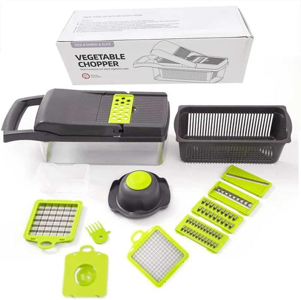 12 in 1 Vegetable Slicer & Chopper with Basket