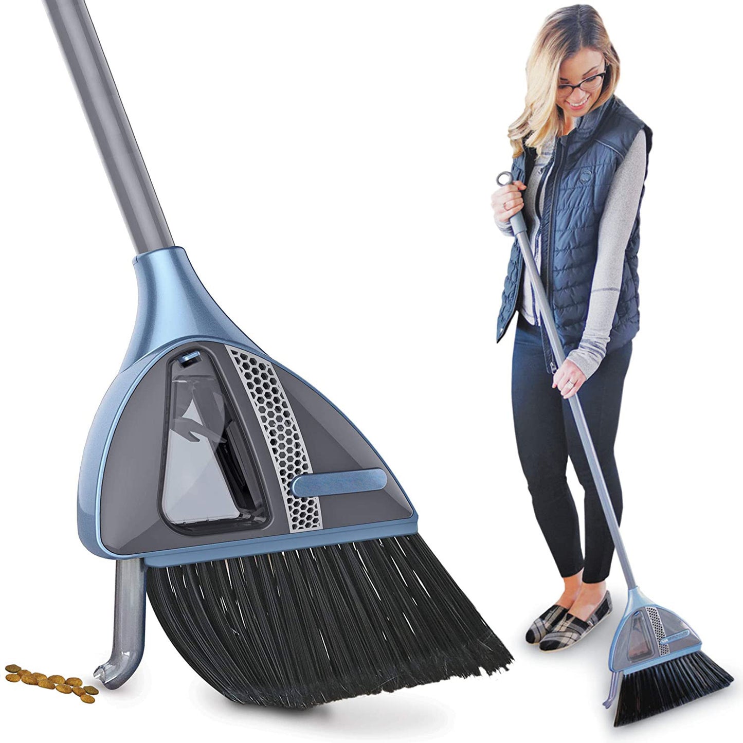 2-in-1 Cordless Sweeper with Built-in Vacuum Broom